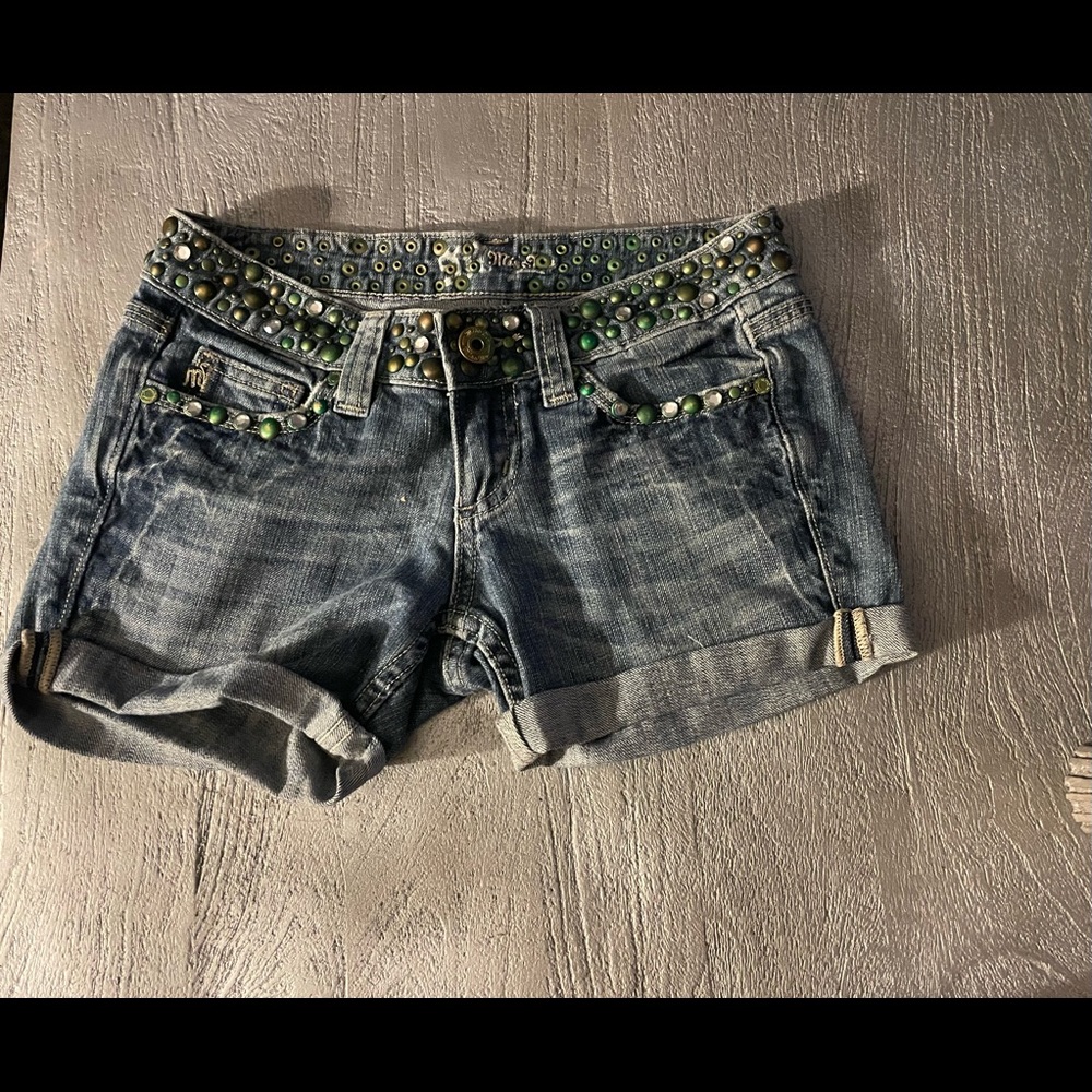 Miss Me jean shorts with gems.